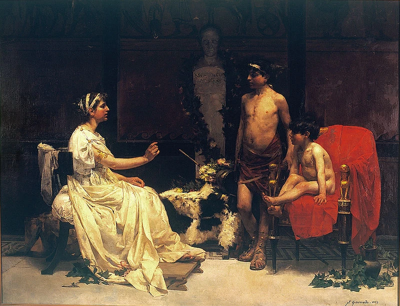 José Garnelo y Alda - Cornelia con i suoi figli Tiberio e Gaio Gracco